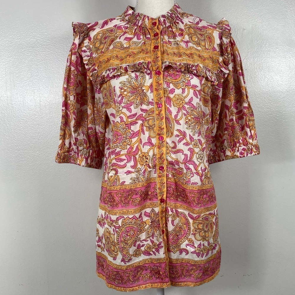 LOLA Australia ruffle paisley blouse